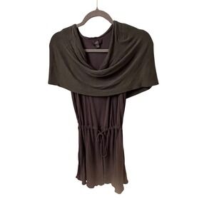 Alo Yoga Charcoal Grey Draped Cowl Neck Drawstring Tunic Dress Womens Size S